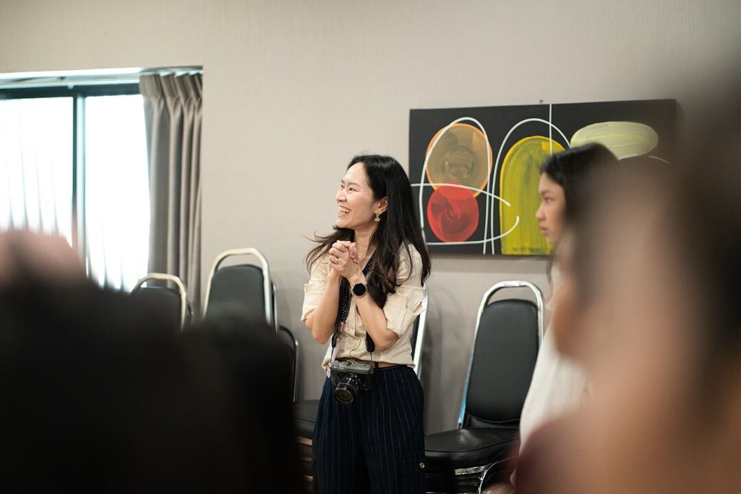 woman giving business presentation
